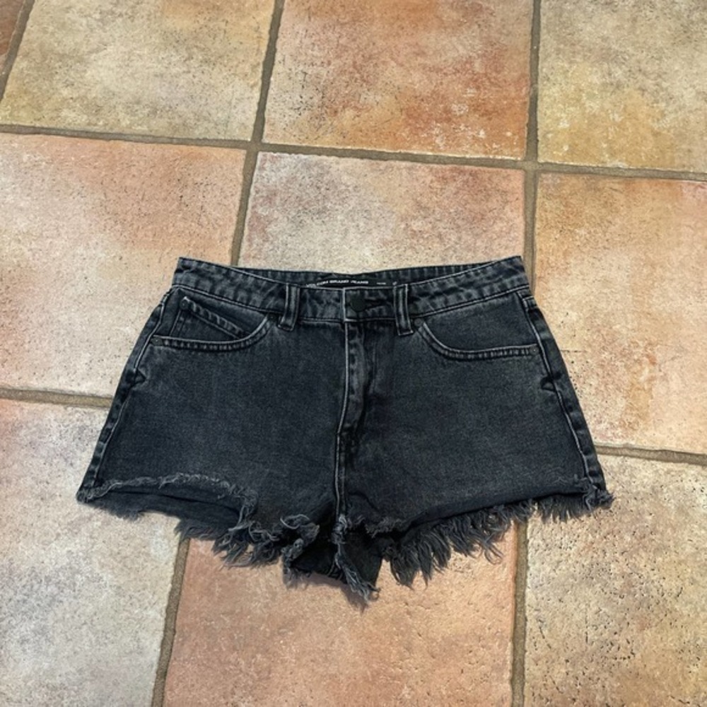Volcom True To this stone wash denim cut off shorts black